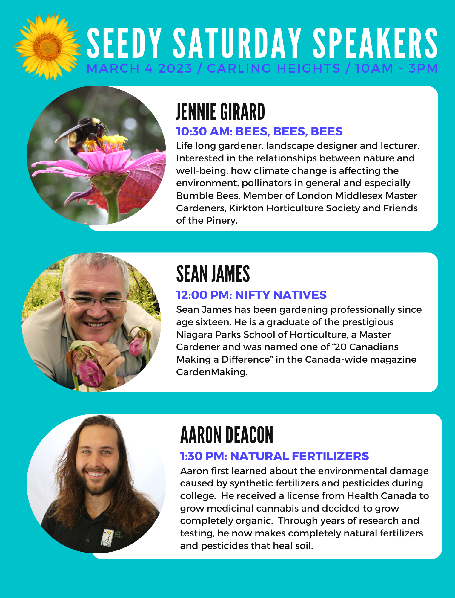 Speakers for Seedy Saturday - Schedule and Bios